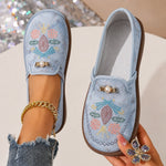 Virág | Mokaszin Női Hímzett Virágos Slip-On