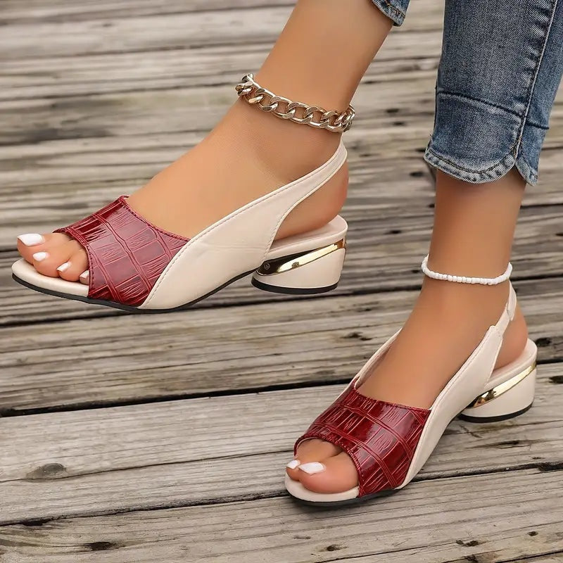 Virág | Szandál Nyitott Orrú Slingback Női Alacsony Sarokkal