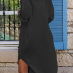 Virág | Vászon Maxi Ruha Női Hosszú Ujjú Oversized V-nyakú