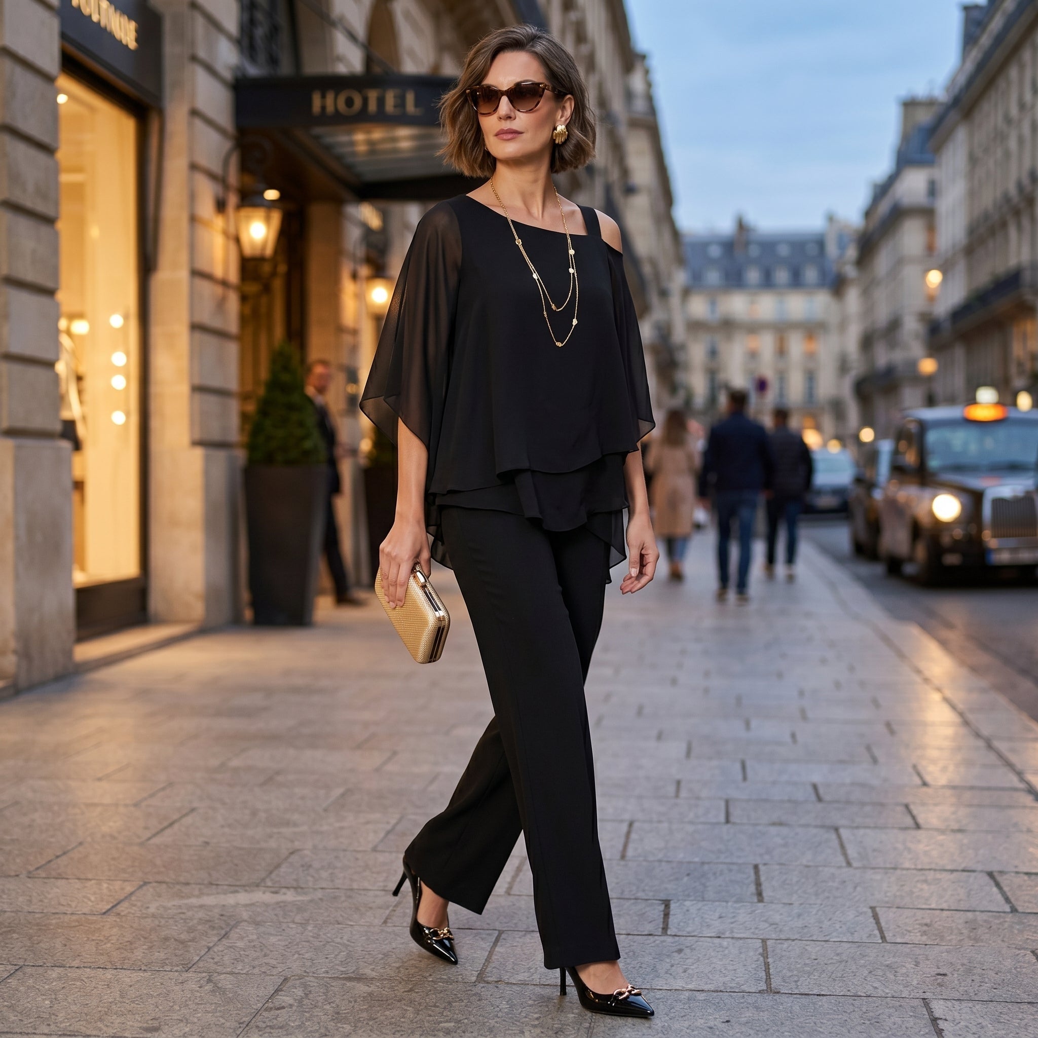 Vivien | Alkalmi Szett Női Elegáns Átlátszó Poncsóval