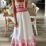 Vivien | Nyári Maxi Ruha Női Boho Mintás Kötős Vállpántos