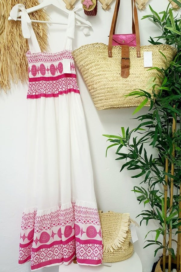 Vivien | Nyári Maxi Ruha Női Boho Mintás Kötős Vállpántos
