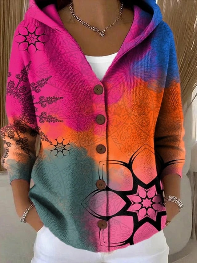 Zsófia | Cipzáras Pulóver Női Mintás Kapucnis